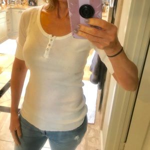 Michael stars white 1-size 3-button stretch T sht